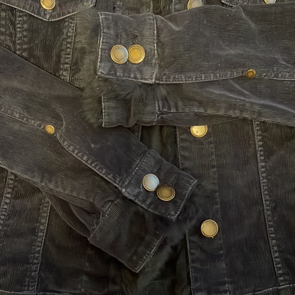 Twilltwentytwo Navy Blue fur trimmed corduroy jacket. - Picture 9 of 14